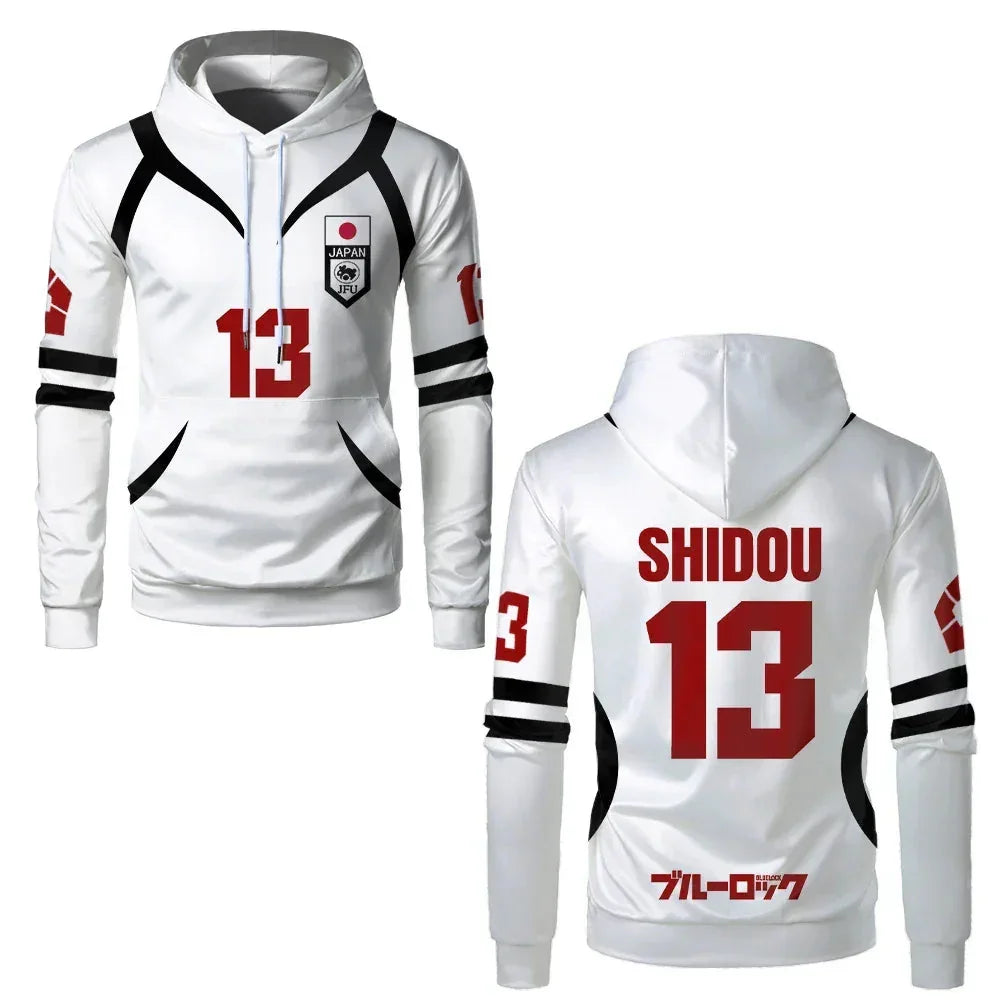 Shidou's Custom Blue Lock U20 Japan Team White Hoodie - BYTOODAY