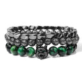 Silver & Green Beads Wolf Bracelet - Item - BYTOODAY