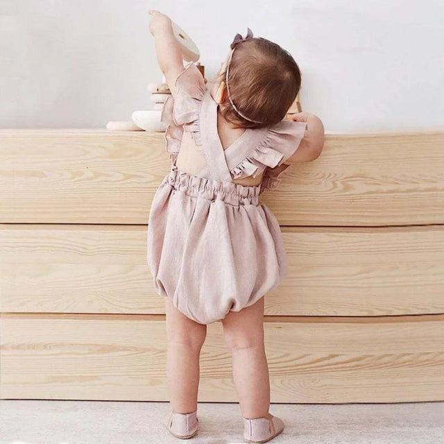 Stylish Cotton Linen Newborn Romper - Item - BYTOODAY