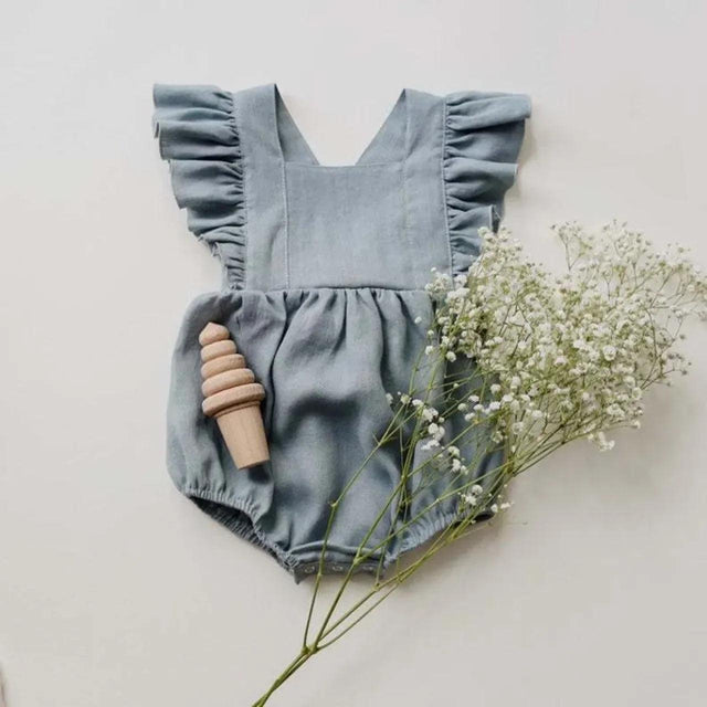 Stylish Cotton Linen Newborn Romper - Item - BYTOODAY