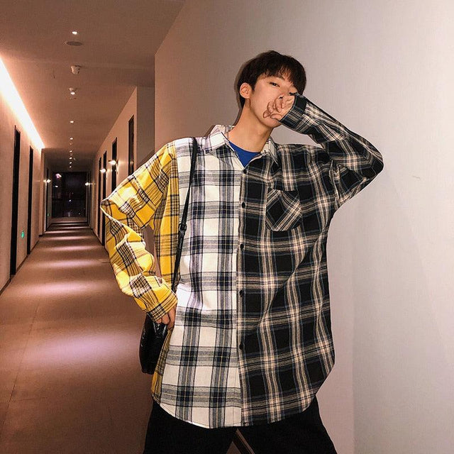 Long Sleeves Kpop Plaid Shirt - Item - BYTOODAY