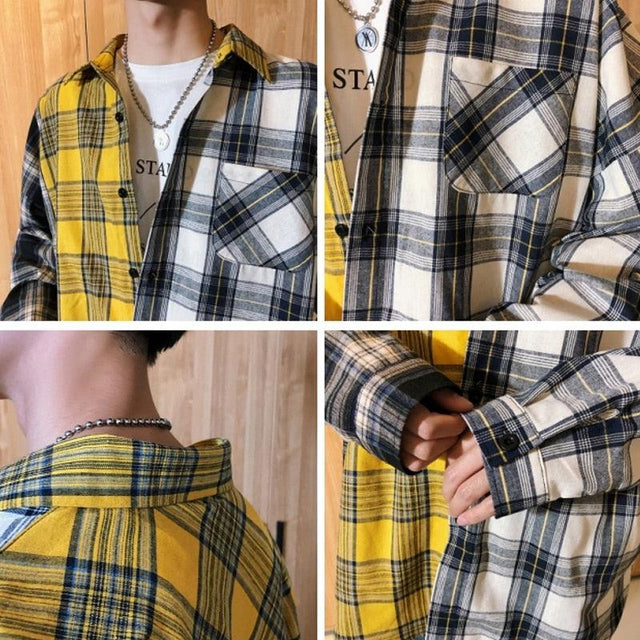 Long Sleeves Kpop Plaid Shirt - Item - BYTOODAY