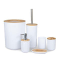 Set of 6 Bamboo and Stainless Steel Bathroom Accessories - Item - BYTOODAY