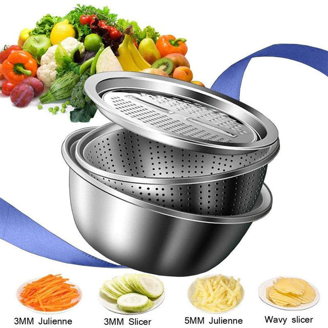 Stainless Steel 4-in-1 Fruit and Vegetable Slicer Bowl - Item - BYTOODAY