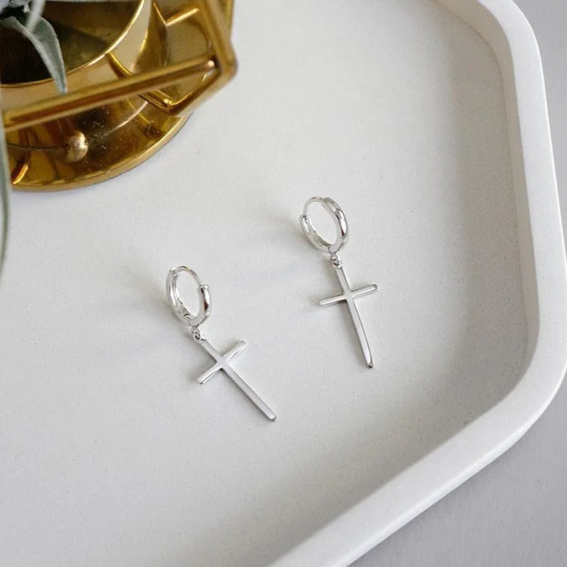 Sterling Silver Small Cross Earrings | Jewelry - Item - BYTOODAY