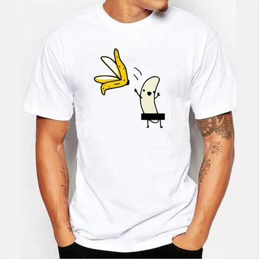 White Printed T-shirt "Naked Banana" - Item - BYTOODAY