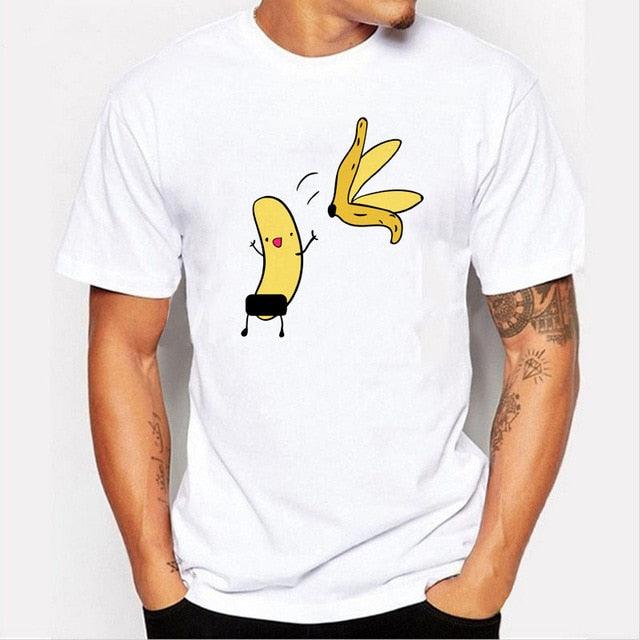 White Printed T-shirt "Naked Banana" - Item - BYTOODAY